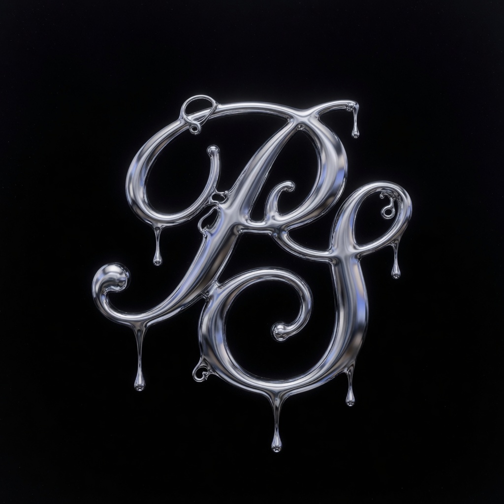 P + S script chrome monogram with dripping flourish