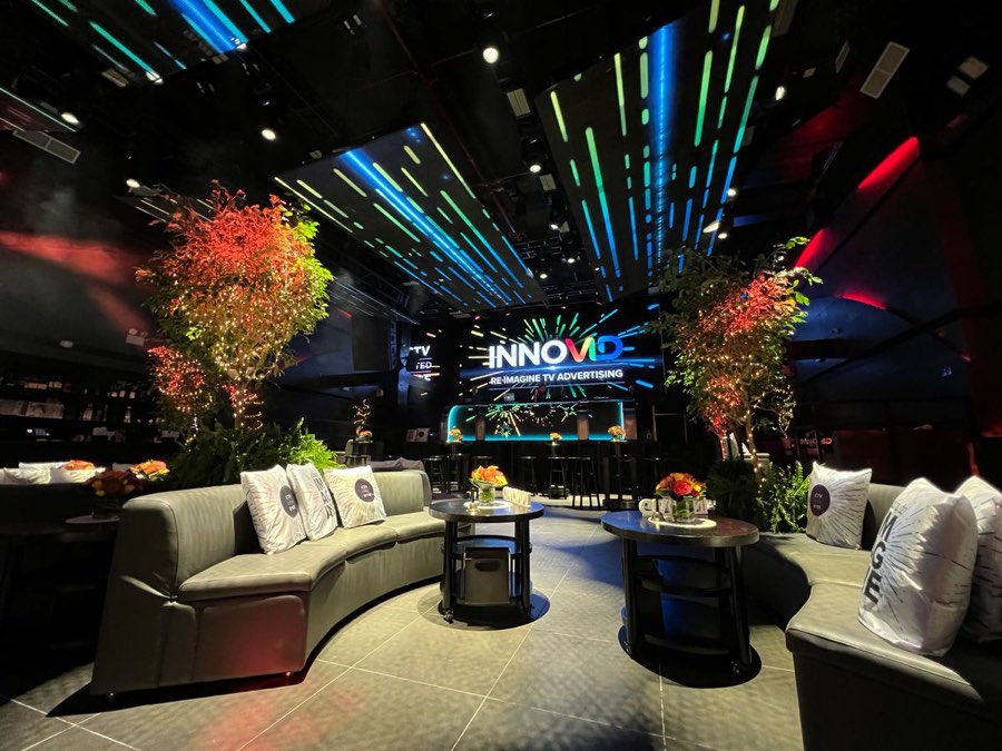 Nebula NYC lobby — neutral chrome